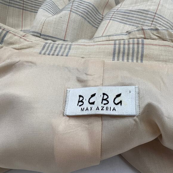 Vintage BCBG Maxazria Silk Blazer Striped Windowpane - Picture 3 of 13